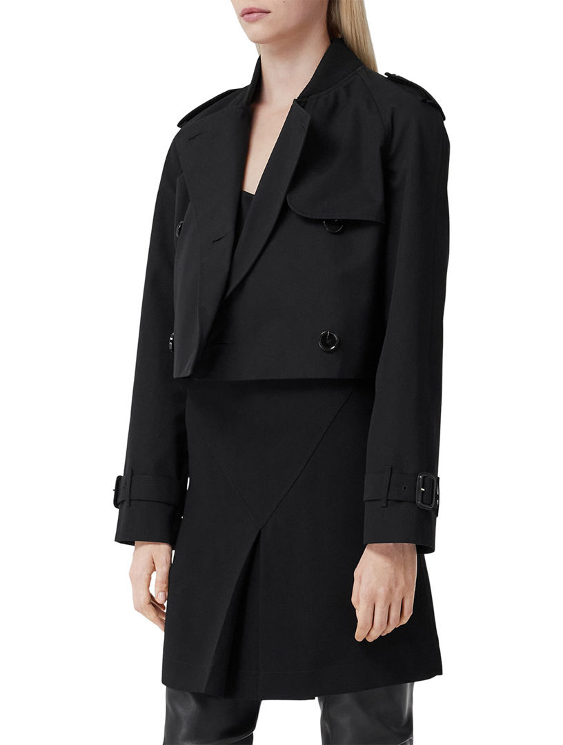 BURBERRY Cotton Gabardine Cropped Trench Coat