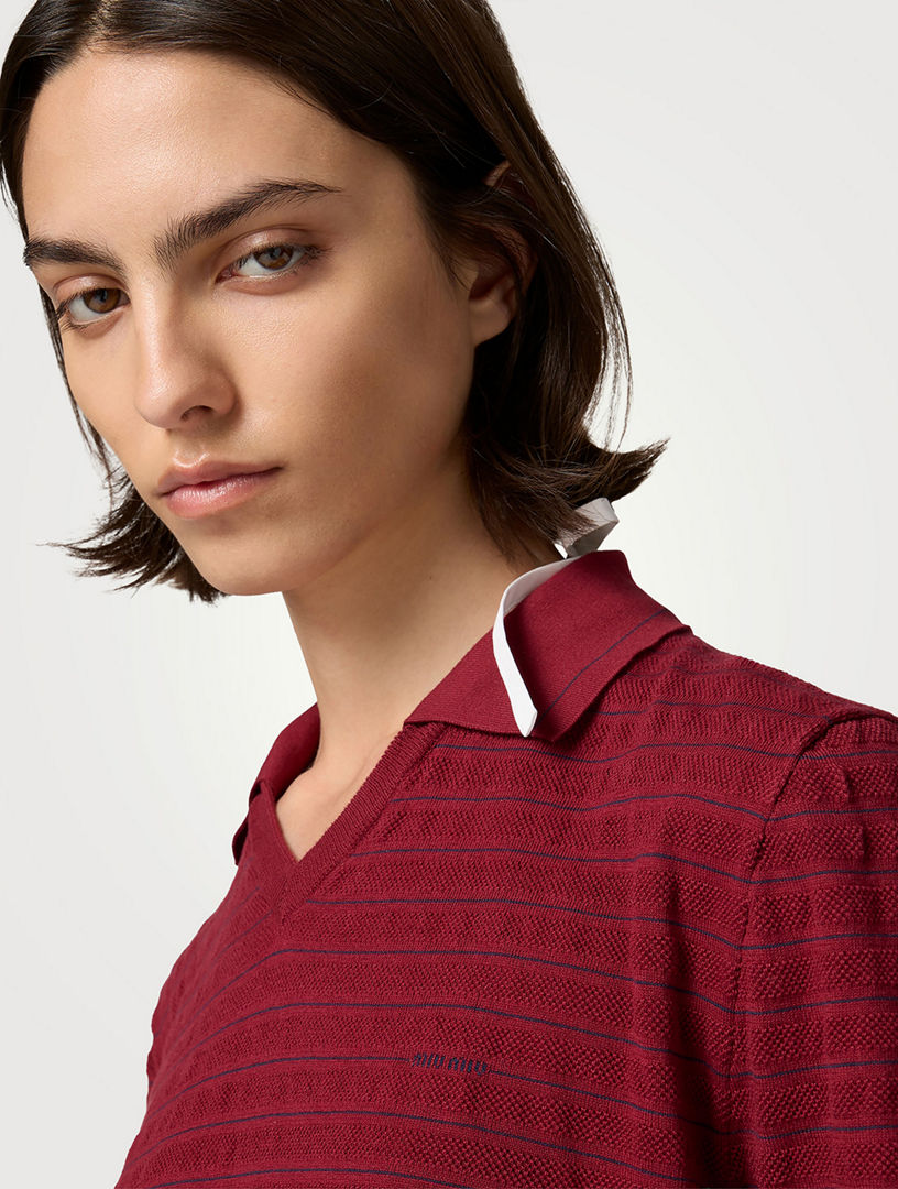 11AW Mirror期 PRINTED V-NECK SWEAT MIU MIU V-neck Cotton Sweater | Holt Renfrew