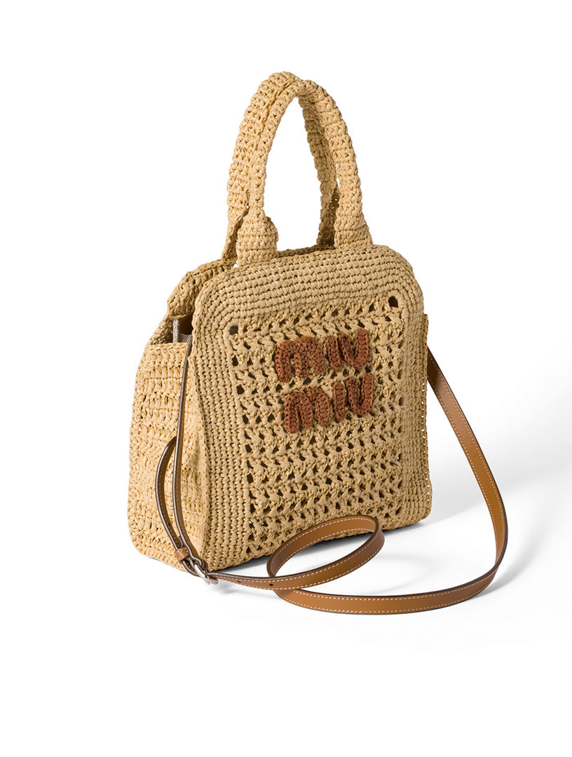 MIU MIU Raffia-effect Woven Tote Bag | Holt Renfrew