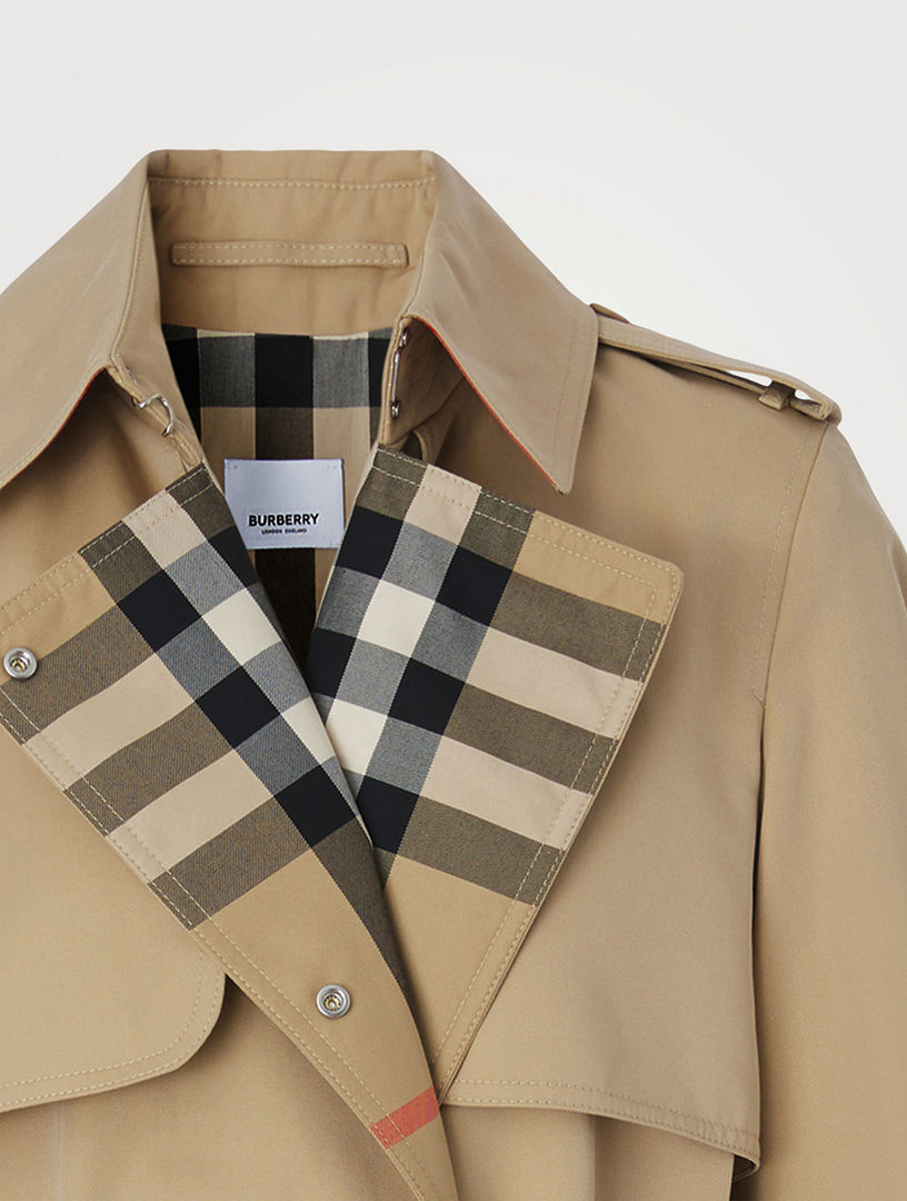 BURBERRY Long Check Lapel Gabardine Trench Coat | Holt Renfrew