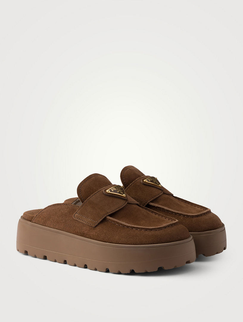 PRADA Suede Flatform Mules | Holt Renfrew