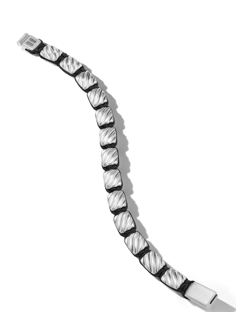 Sculpted Cable Woven Tile Bracelet Sterling Silver