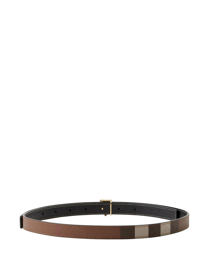 Check And Leather Reversible Tb Belt