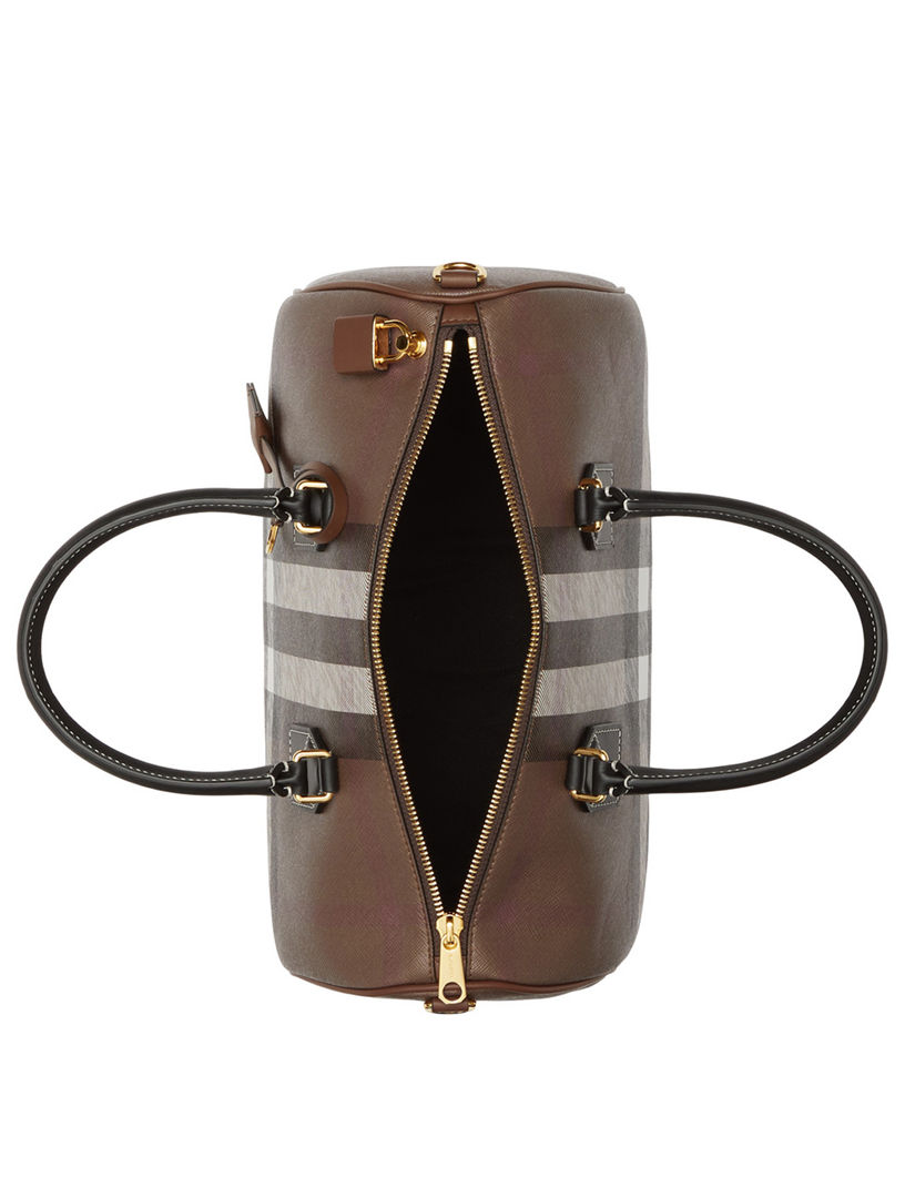 【BURBERRY】MEDIUM CHECK BOWLING BAG Burberry Medium check-pattern Leather Bowling Bag | Brown