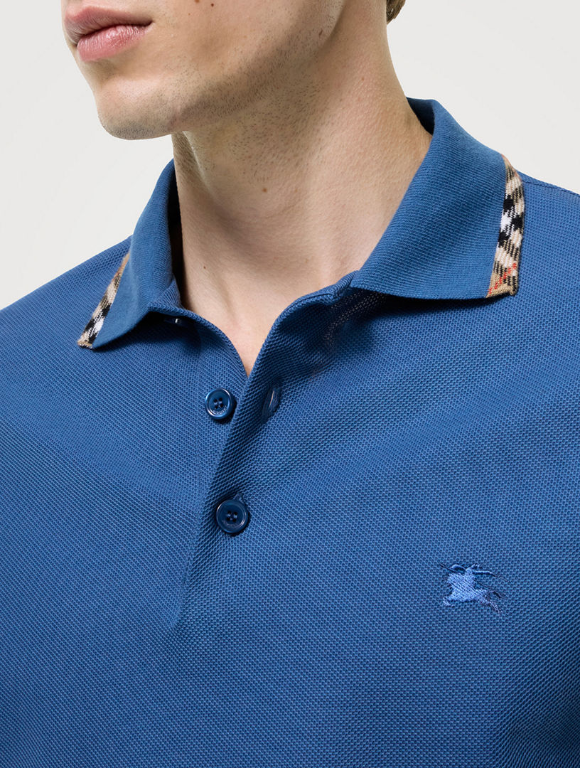 BURBERRY Check Trim Cotton Polo Shirt | Holt Renfrew