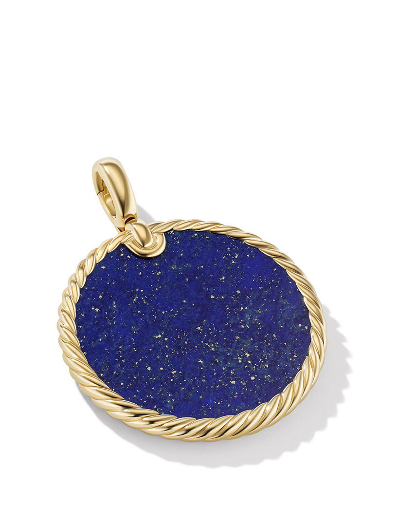 Dy Elements® Disc Pendant In 18k Yellow Gold With Lapis