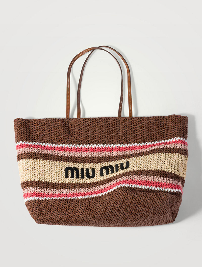 MIU MIU Raffia-effect Woven Tote Bag | Holt Renfrew