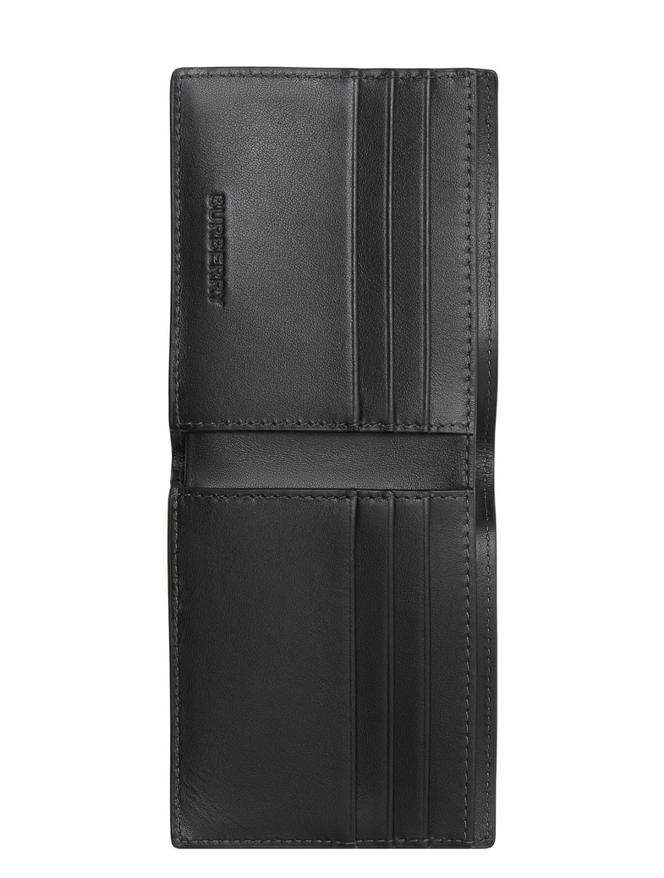 Check And Leather Slim Bifold Wallet