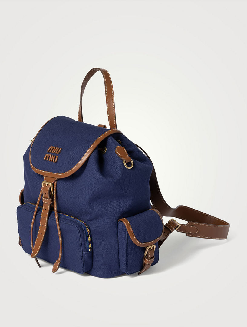 MIU MIU Canvas And Leather Backpack | Holt Renfrew