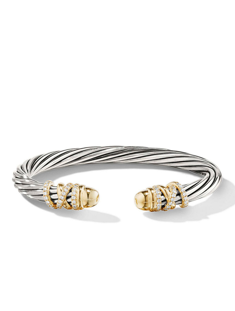 Helena Bracelet Sterling Silver With 18k Yellow Gold Domes And Pavé Diamonds