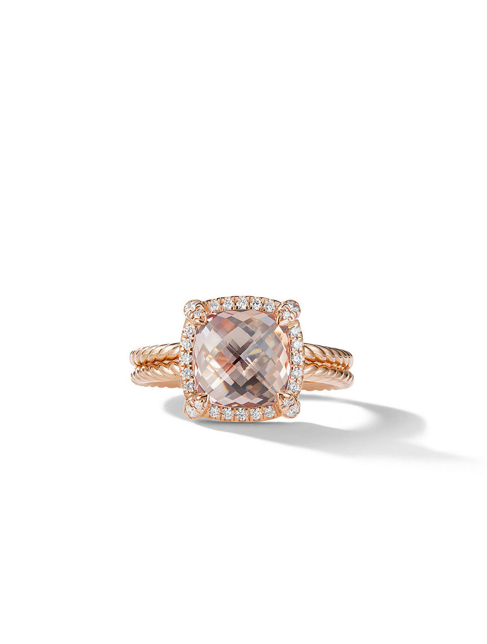 Chatelaine® Pavé Bezel Ring 18k Rose Gold With Morganite And Diamonds