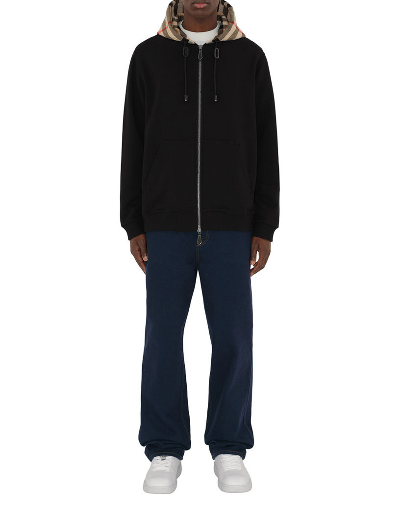 バーバリーXL BURBERRY Check Hood Cotton Zip Hoodie | Holt Renfrew