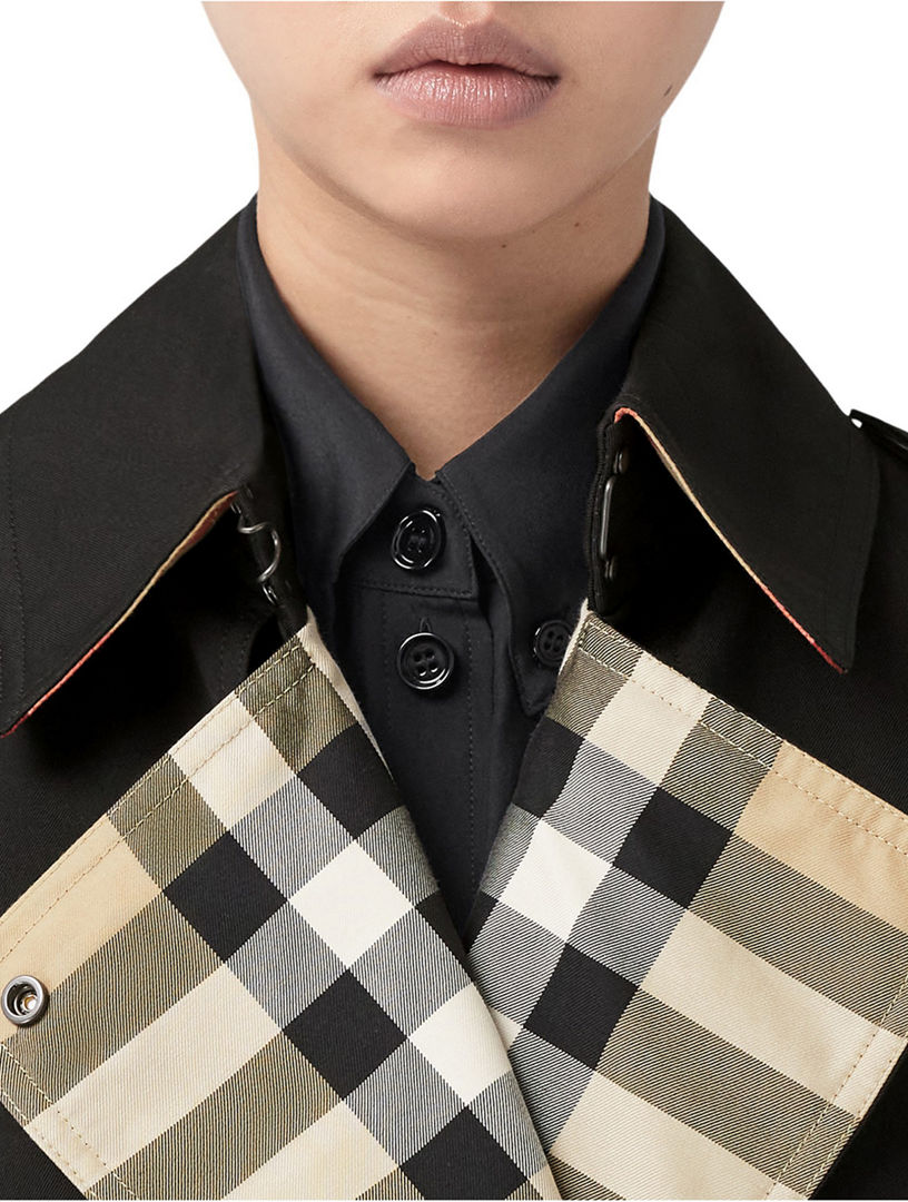 Burberry Check-Panel Trench Coat