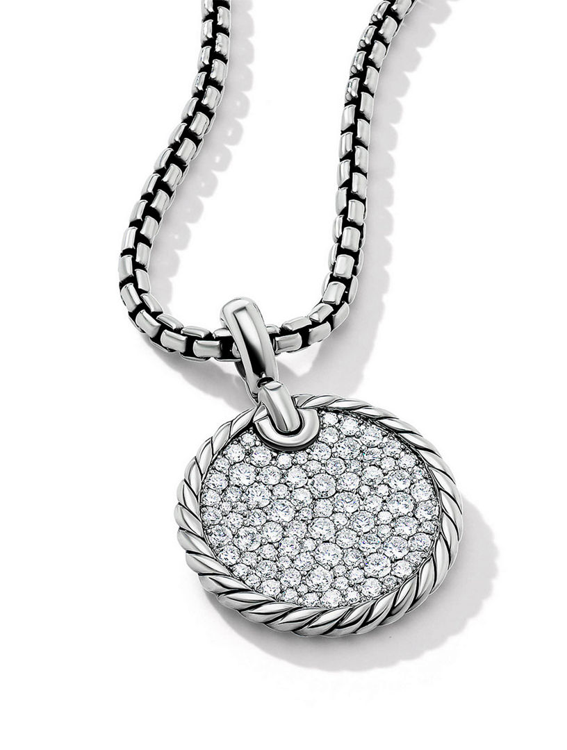 Dy Elements® Disc Pendant In Sterling Silver With Pavé Diamonds