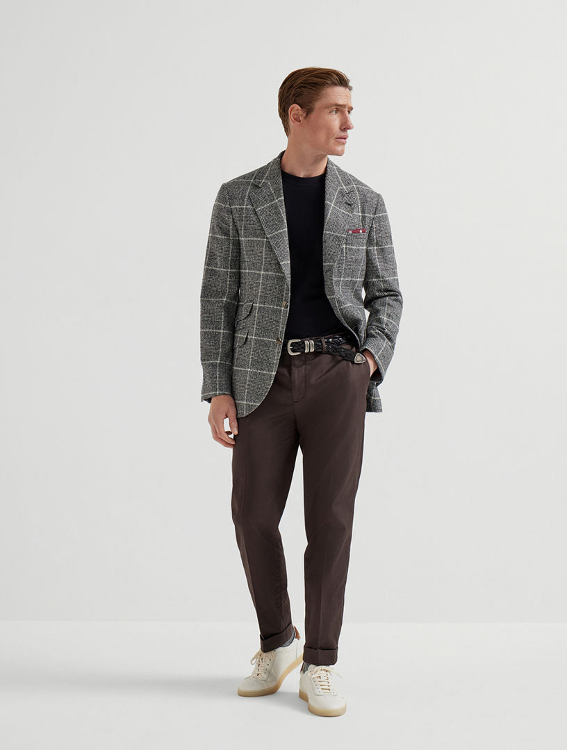 【送料&関税込】Brunello Cucinelli Pantaloni Brunello Cucinelli - Sage Cotton Stretch Flat Front Pant