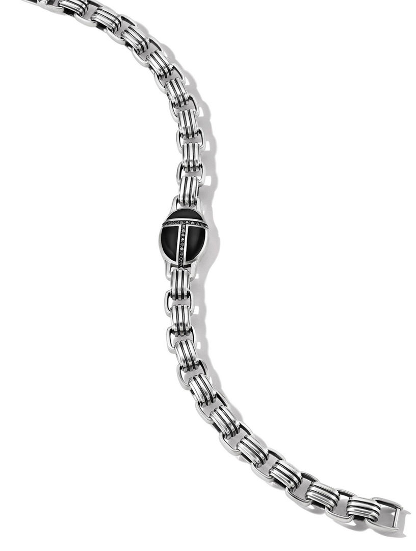 DAVID YURMAN Cairo Chain Link Bracelet In Sterling Silver With Black Onyx  And Pavé Black Diamonds