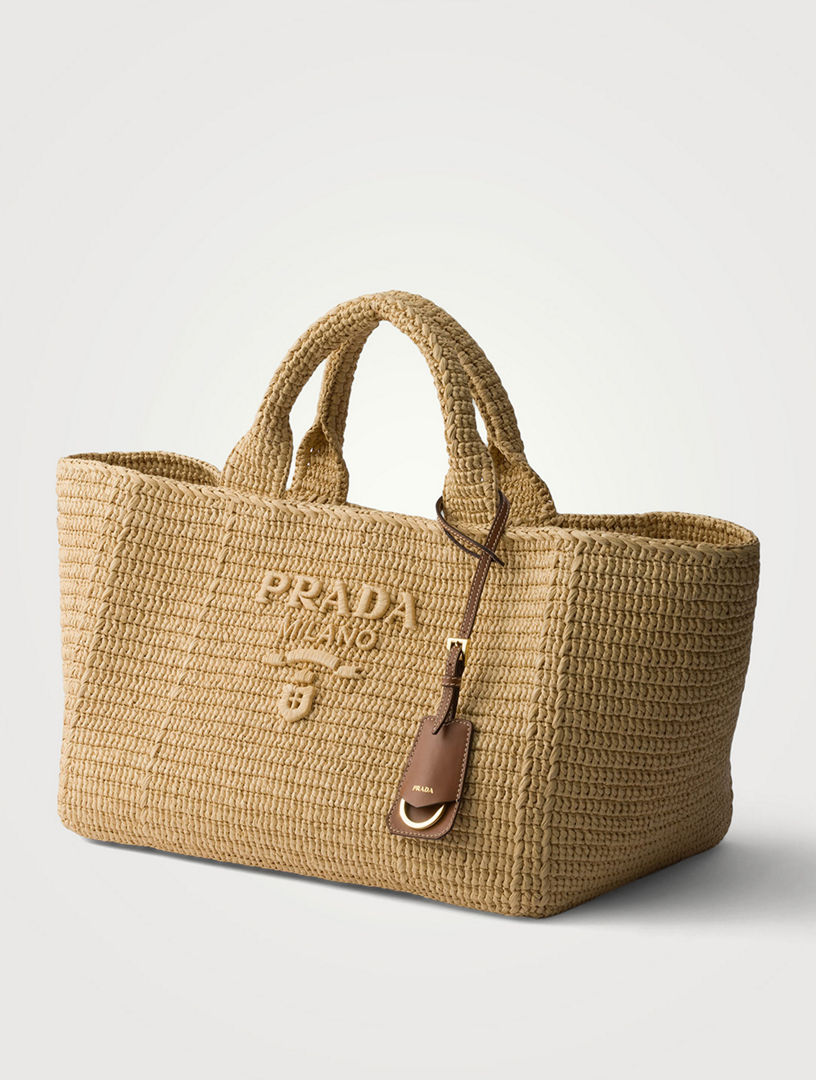 PRADA Large Crochet Tote Bag With Leather Details | Holt Renfrew