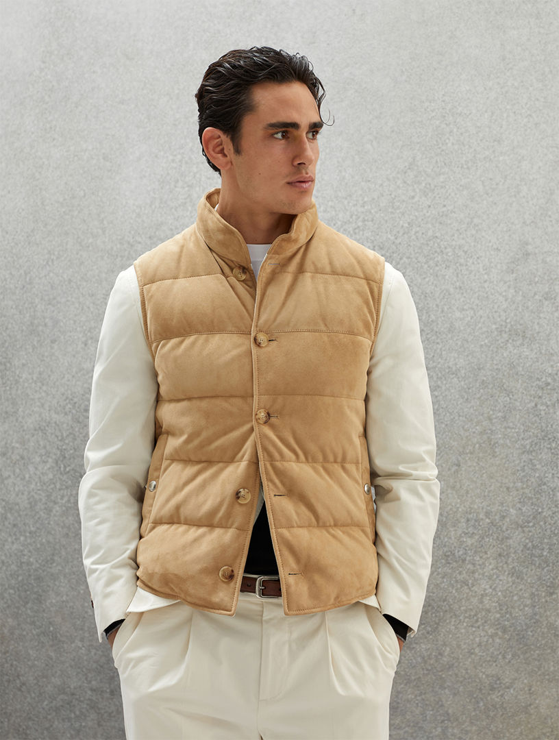 Suede Down Vest