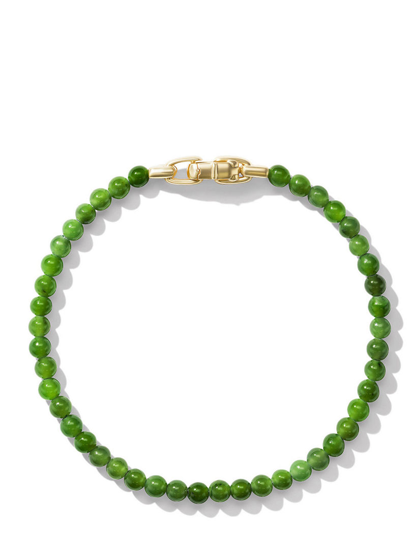 Spiritual Beads Bracelet With Nephrite Jade And 18k Yellow Gold