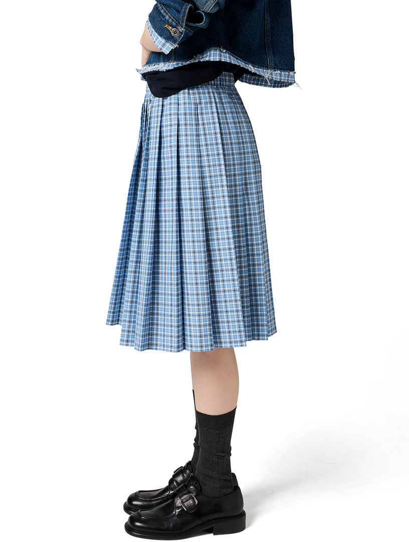 スカート MIU MIU Cotton skirt with check insert on the bottom Cotton skirt with check insert on the bottom MIU MIU