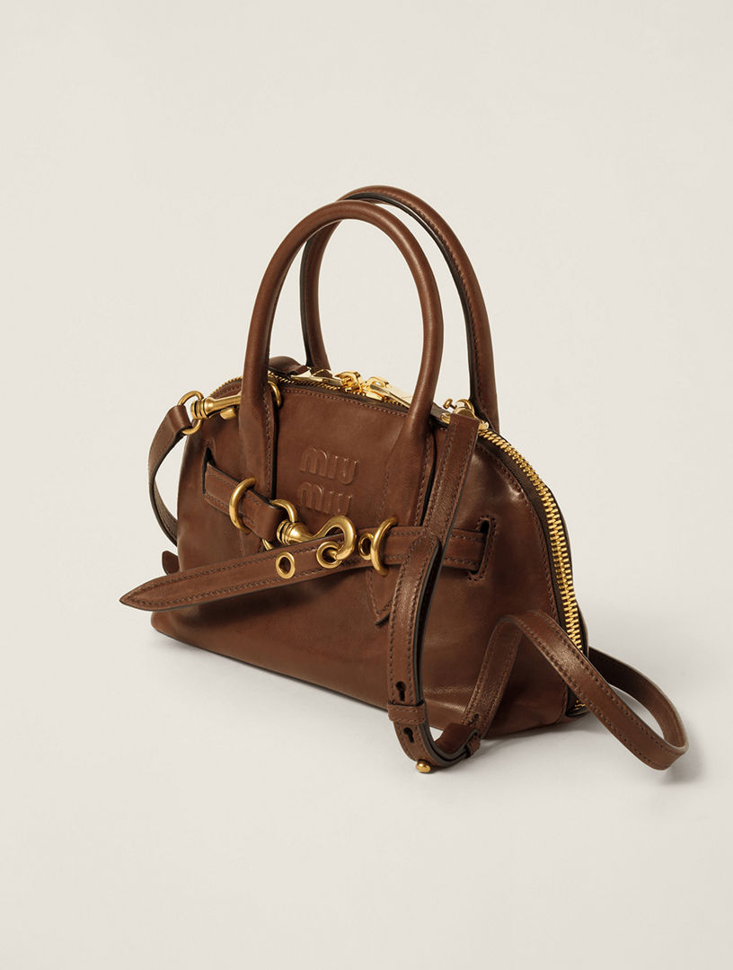 MIU MIU 鞄 Miu Miu Arcadie bag in black leather with top handles - E-SEVEN STORE