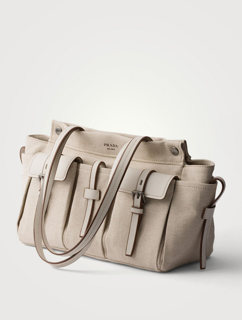 PRADA BN2420 ハンドバッグ グレージュ PRADA Prada Route Large Canvas And Leather Tote Bag | Holt Renfrew