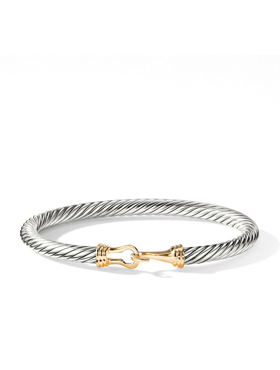 Buckle Classic Cable Bracelet Sterling Silver With 14k Yellow Gold, 5mm