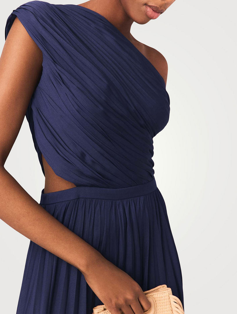 strapless open back dress Olympia Pleated Maxi Dress Merlot