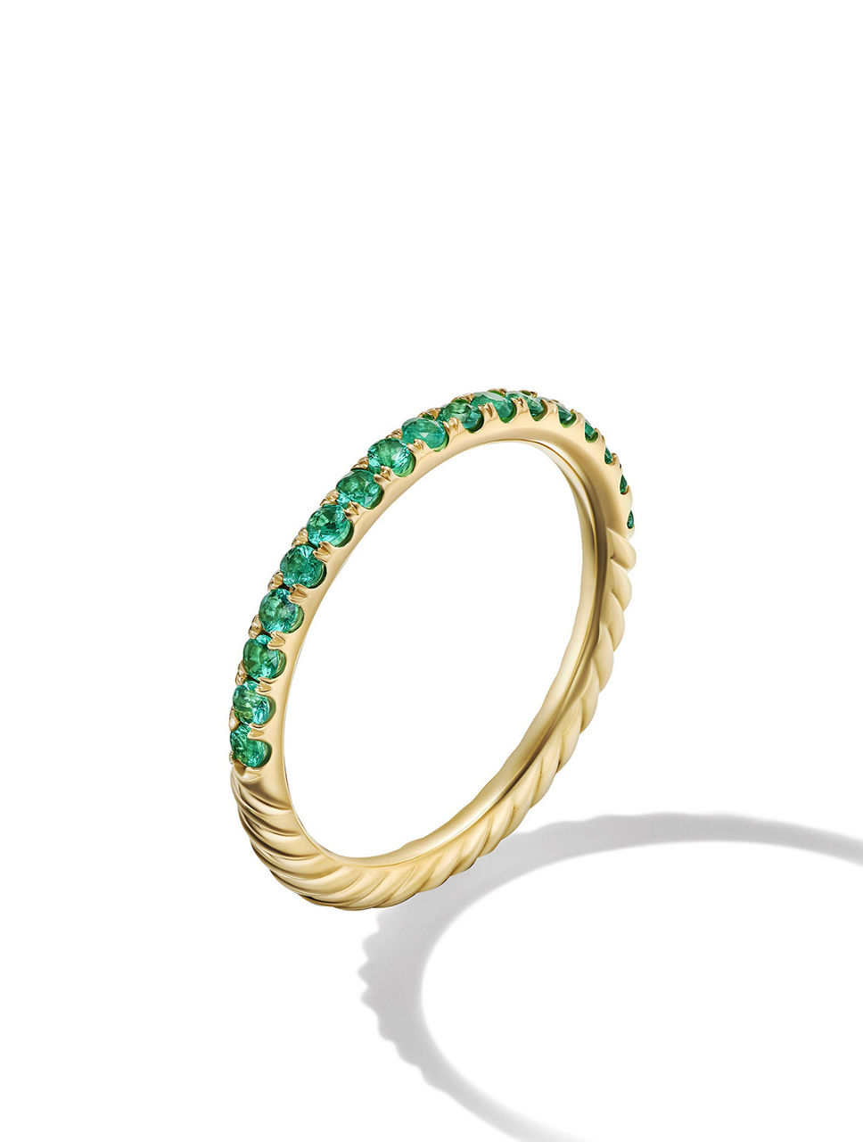 Cable Collectibles® Stack Ring 18k Yellow Gold With Pavé Emeralds
