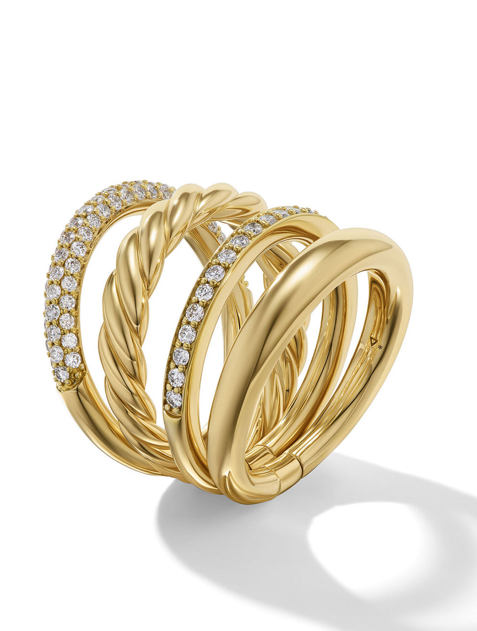 Dy Mercer™ Multi Row Ring 18k Yellow Gold With Pavé Diamonds