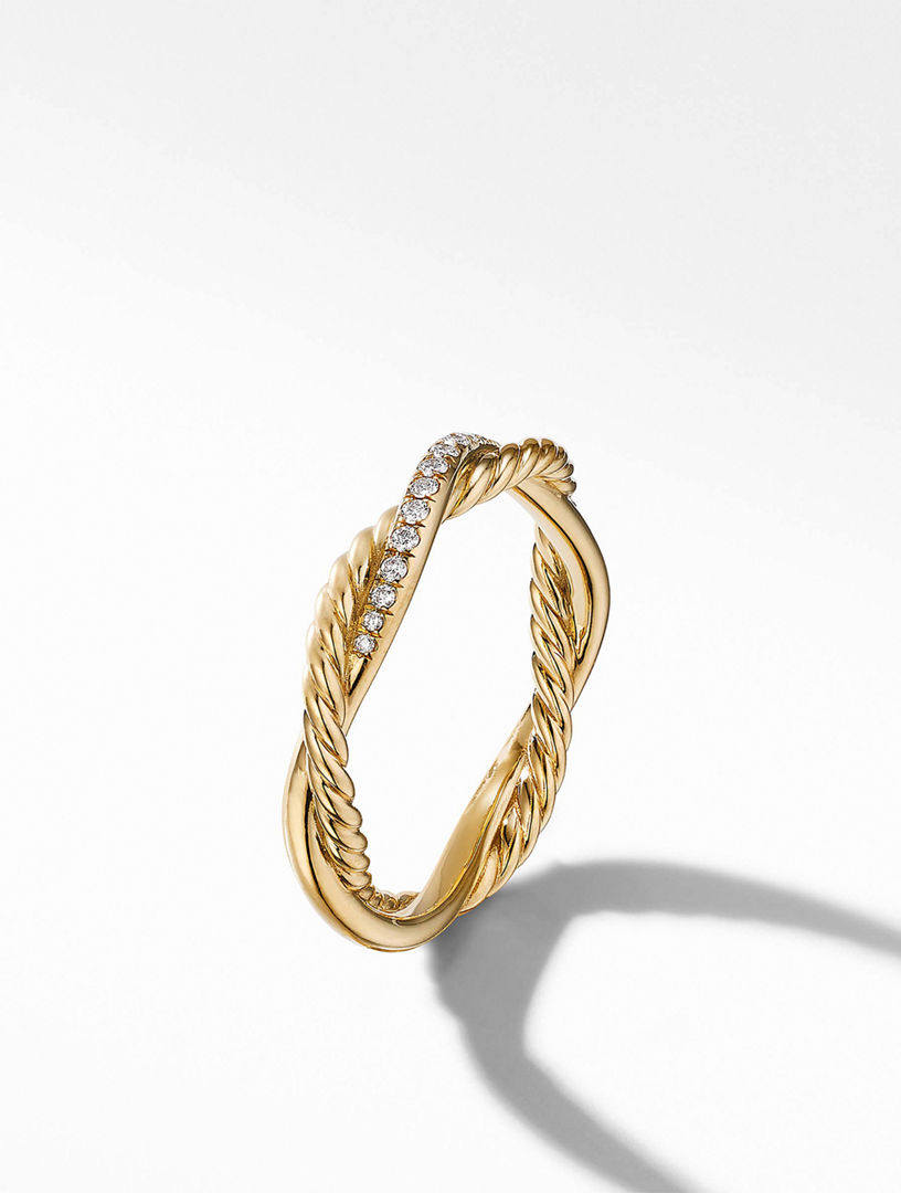 Petite Infinity Band Ring 18k Yellow Gold With Pavé Diamonds