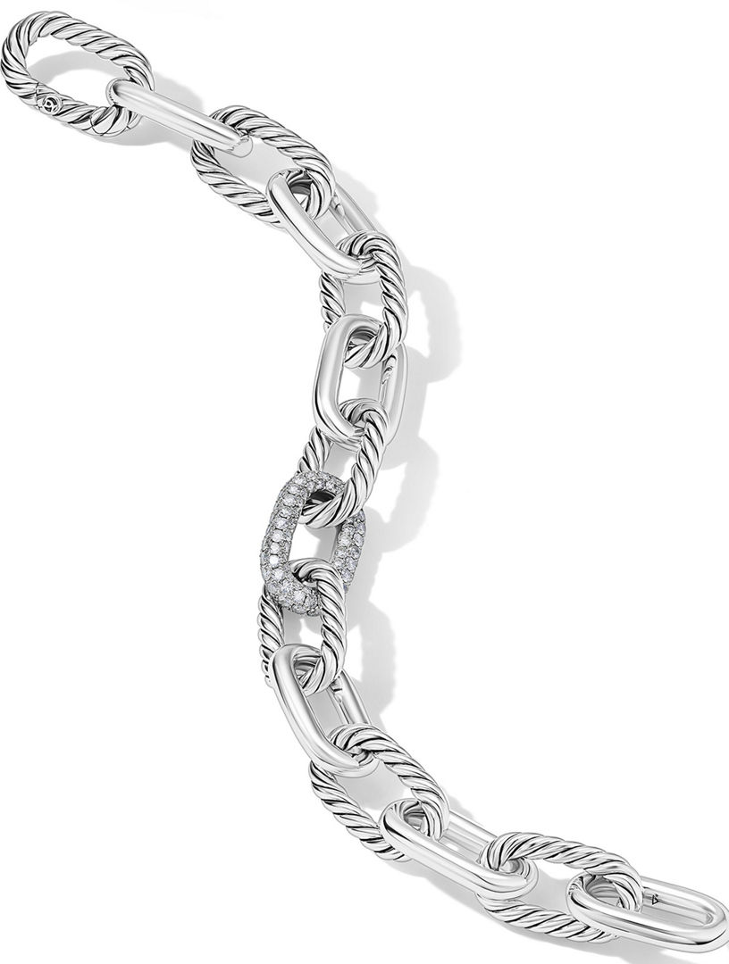 Dy Madison® Chain Bracelet In Sterling Silver With Diamonds, 11mm