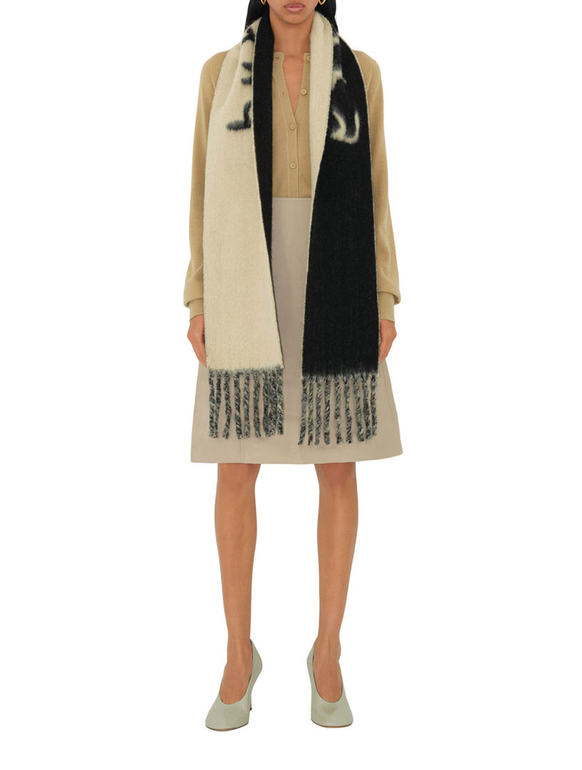 Reversible Logo Alpaca Wool Blend Scarf