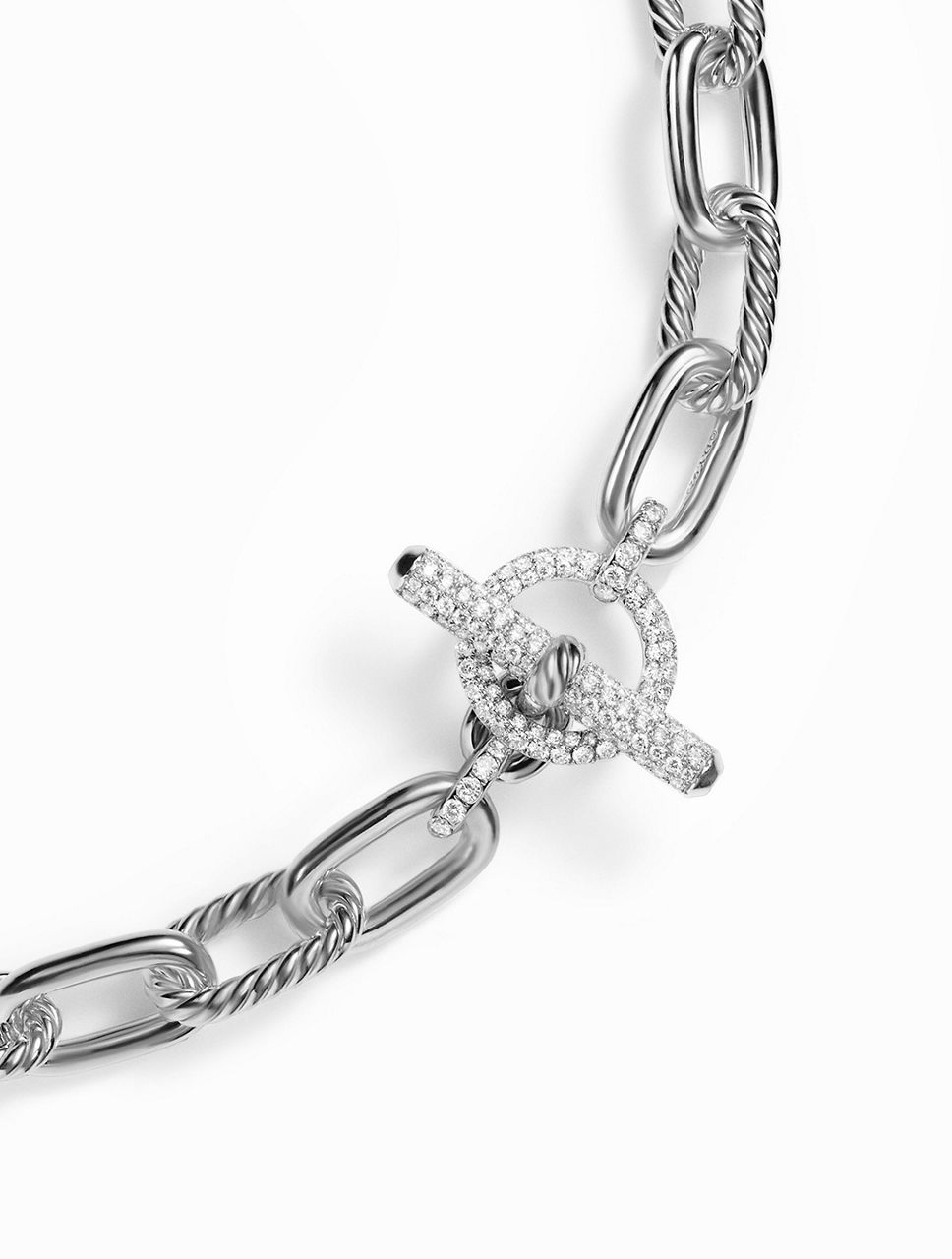 Dy Madison® Toggle Chain Necklace In Sterling Silver With Diamonds 11mm