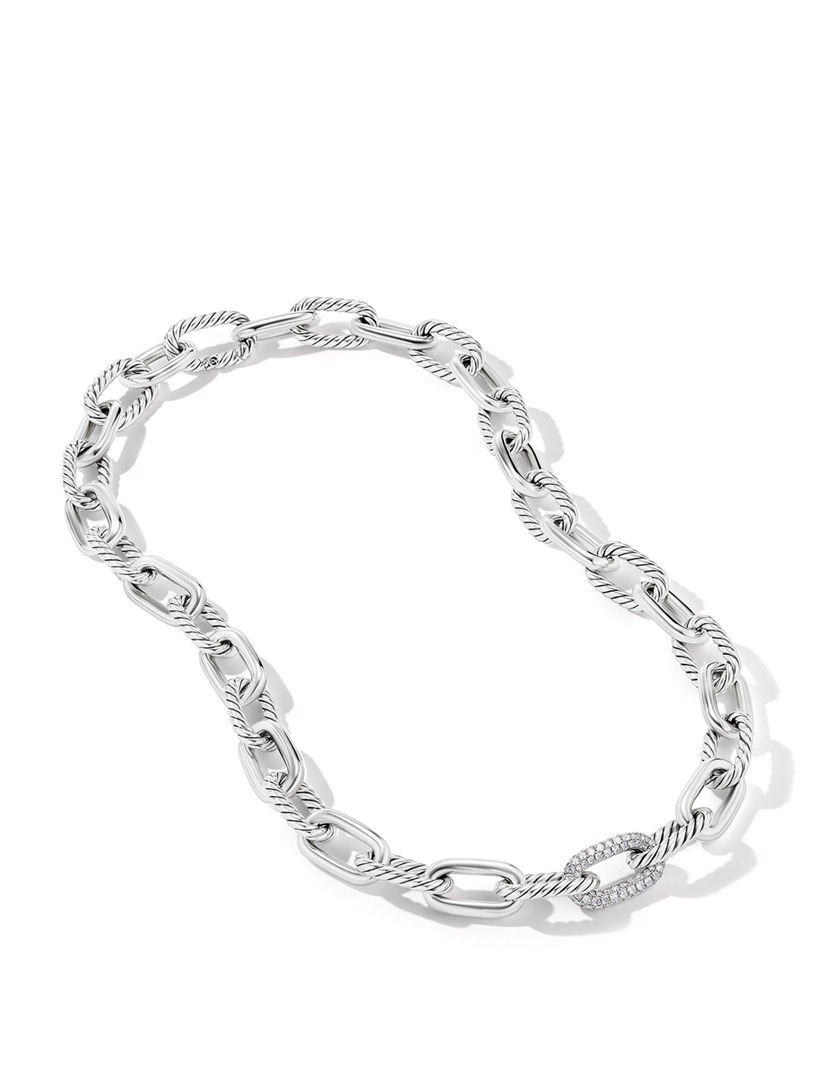 Dy Madison® Chain Necklace In Sterling Silver With Diamonds, 11mm