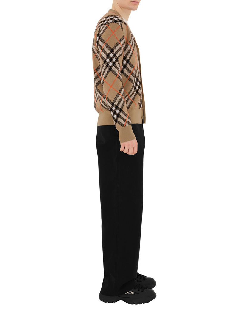 Check Wool Mohair Blend Cardigan
