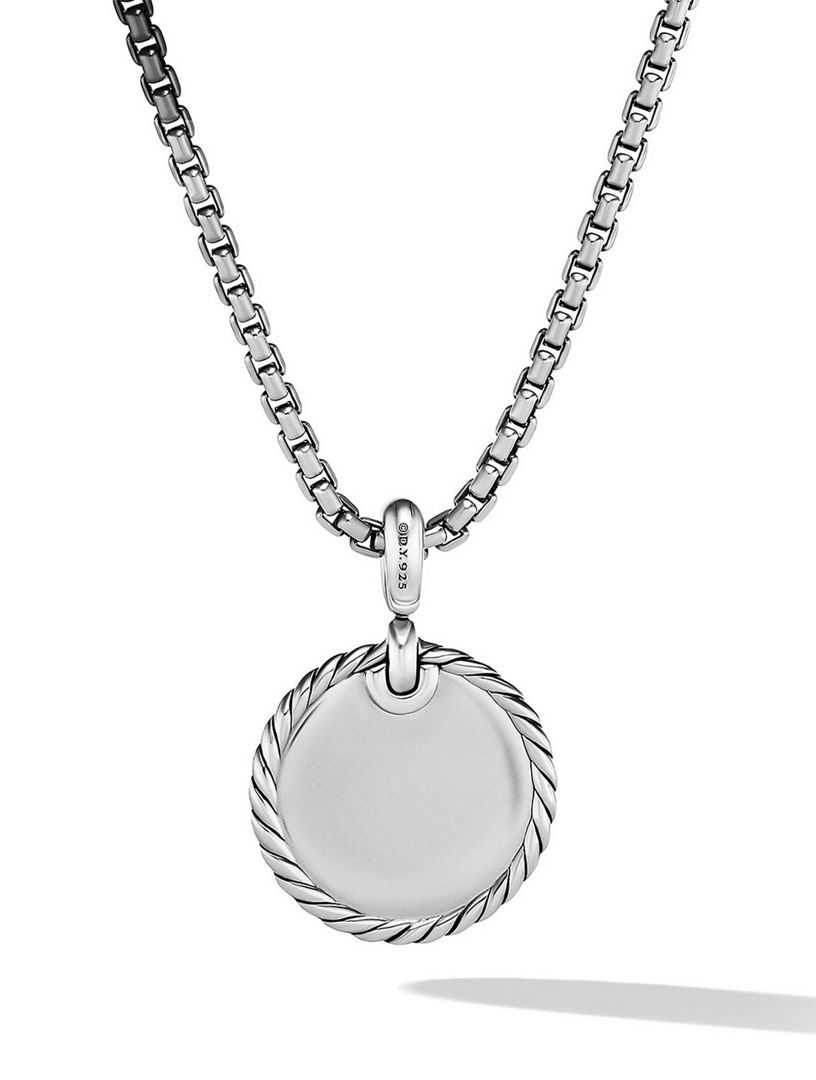 Dy Elements® Disc Pendant In Sterling Silver With Pavé Diamonds