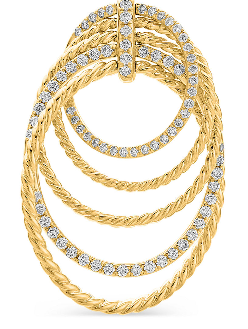 Dy Origami Drop Earrings In 18k Yellow Gold With Diamonds, 21mm