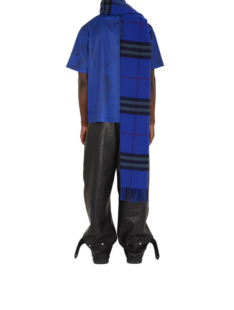 Wide Check Cashmere Scarf
