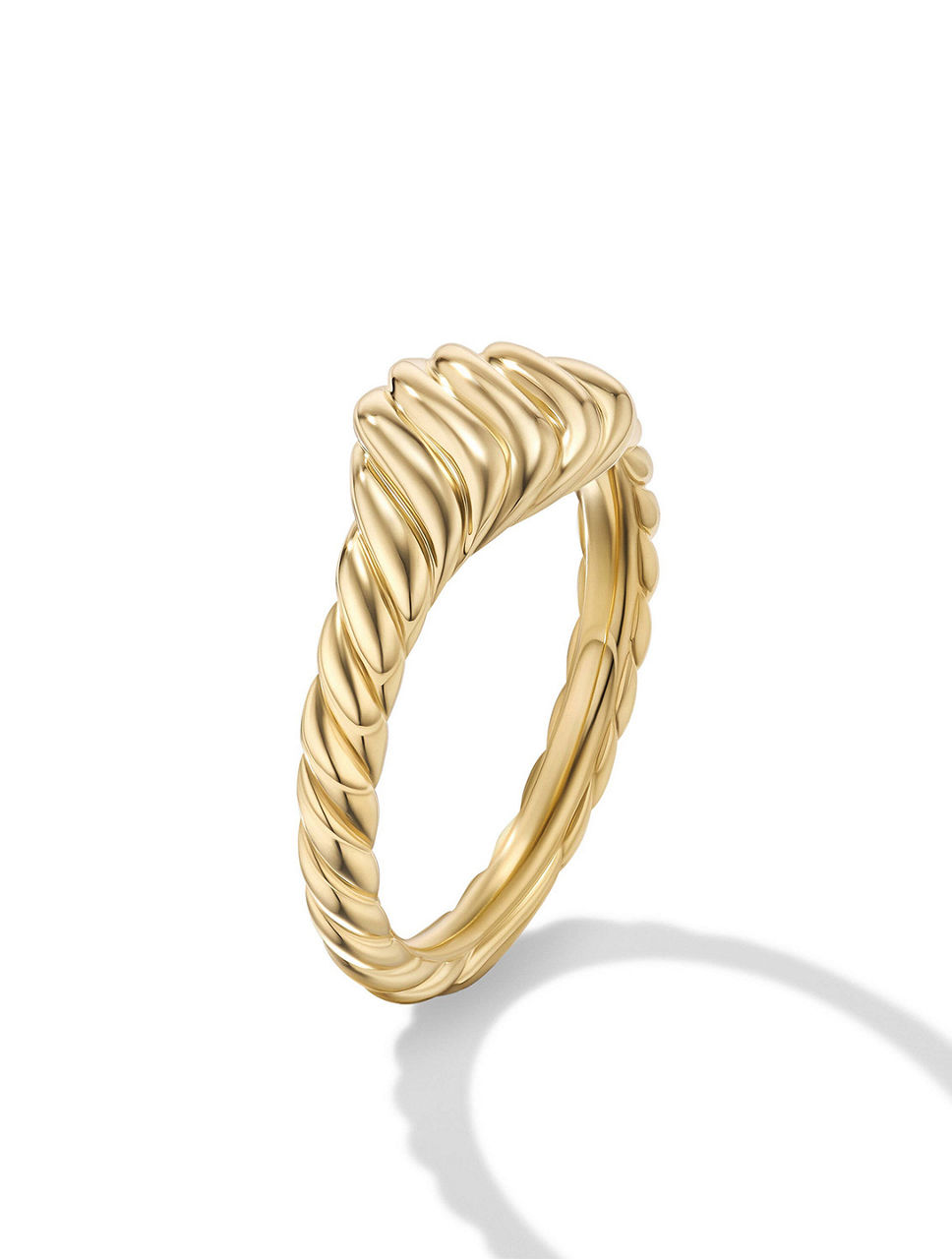 Sculpted Cable Micro Pinky Ring 18k Yellow Gold
