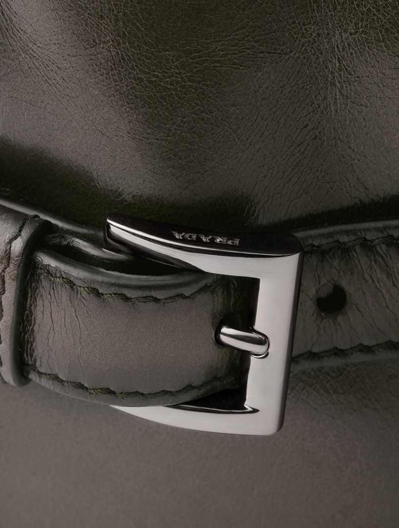 PRADA Antiqued Leather Zipper Shoulder Bag | Holt Renfrew