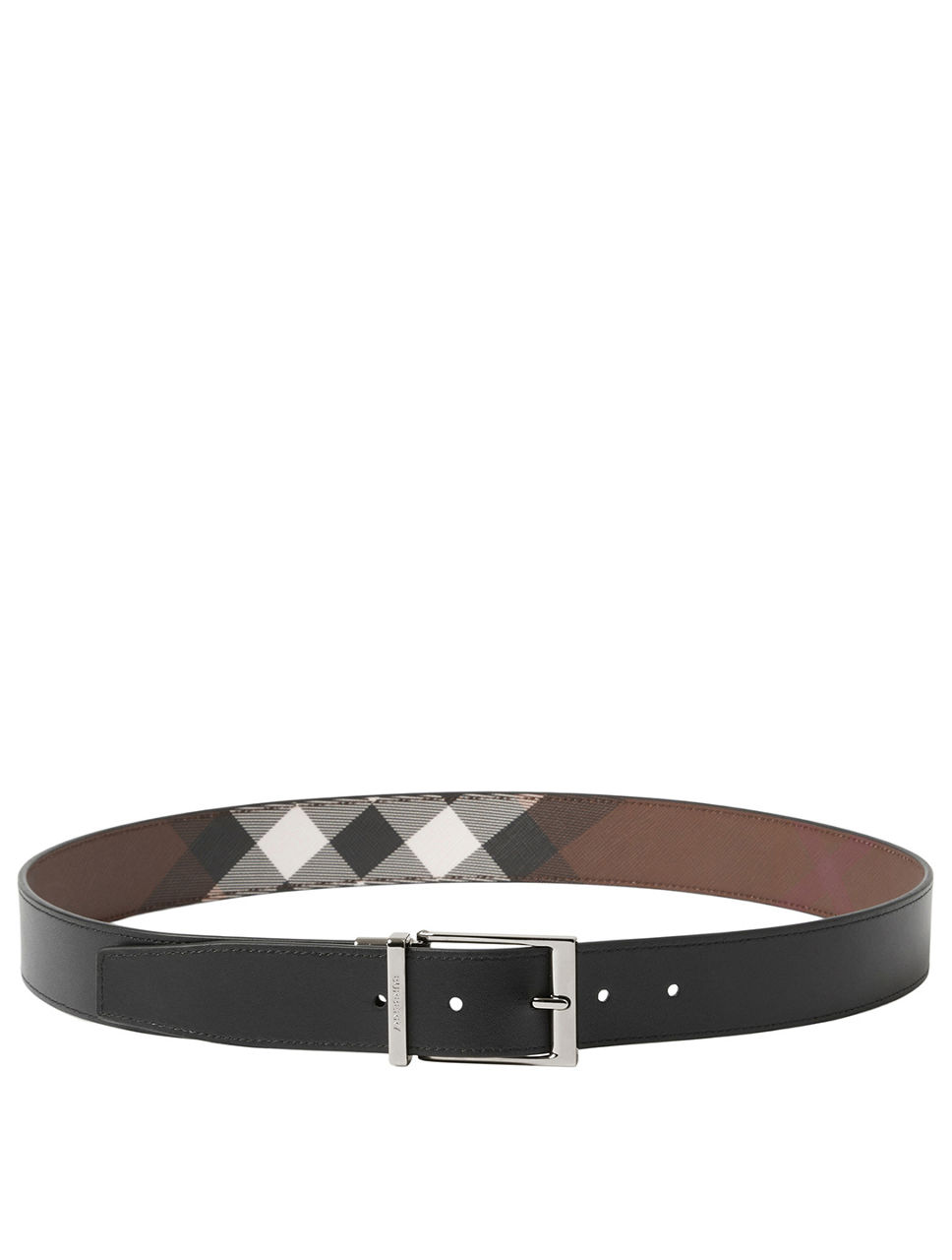 BURBERRY Check And Leather Reversible Belt