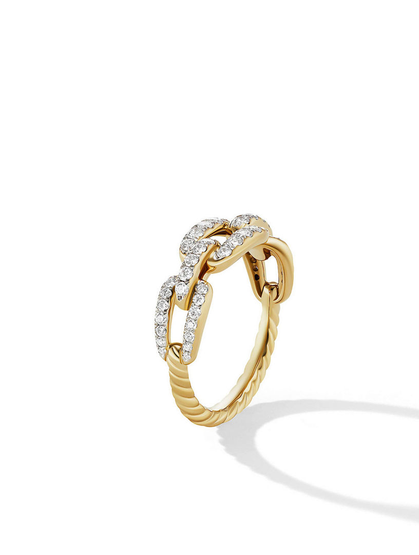 DAVID YURMAN Stax Chain Link Ring In 18k Yellow Gold With Pavé