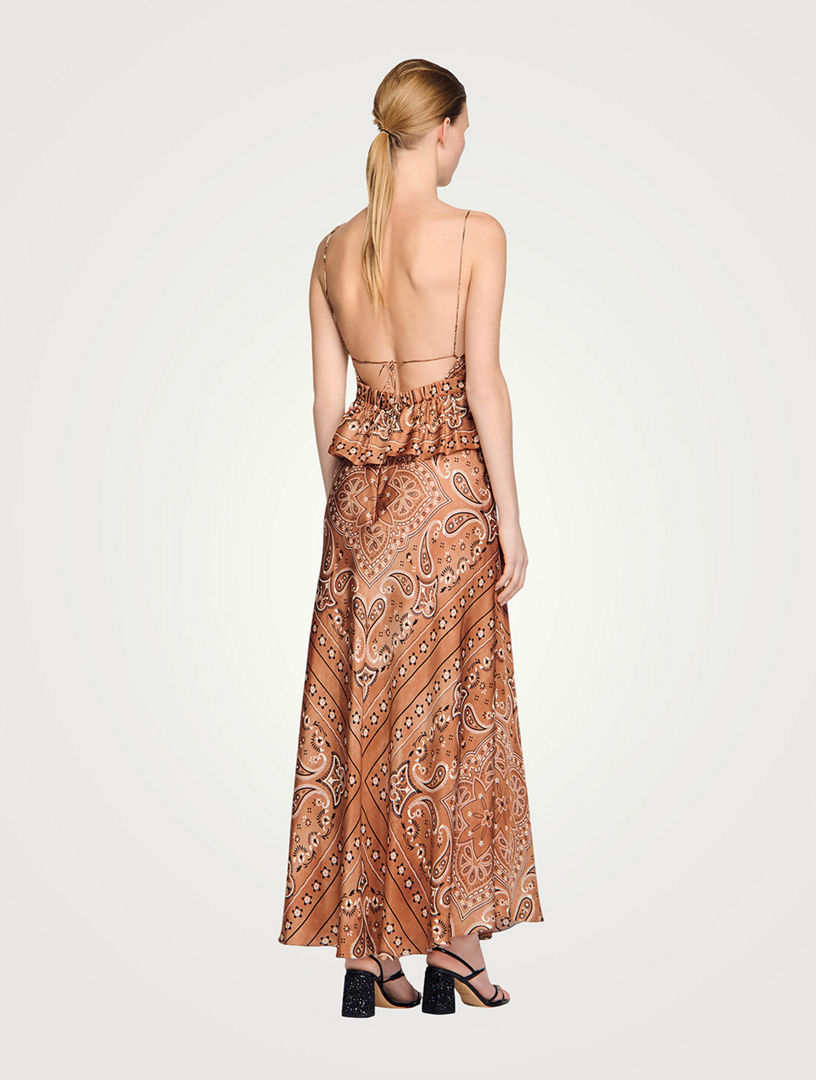 chinese dress ladies BANDANA-PRINT MAXI DRESS  SANDRO Egypt