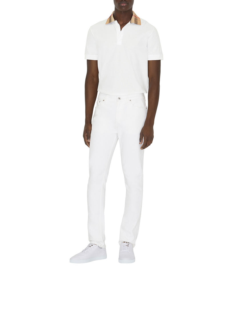 BURBERRY Check Collar Cotton Polo Shirt | Holt Renfrew