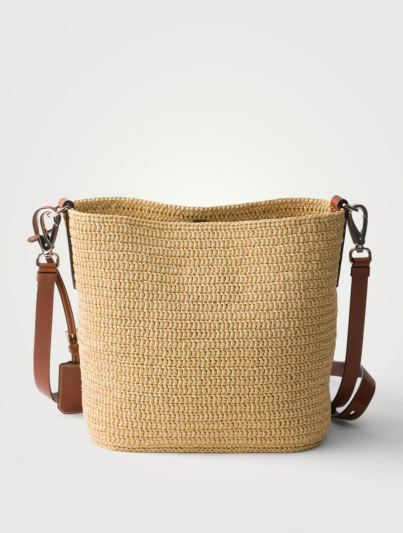 PRADA Small Crochet And Leather Bucket Bag | Holt Renfrew