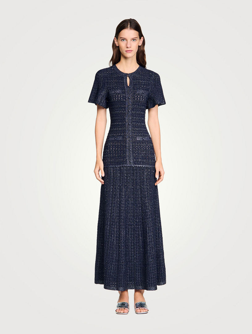 SANDRO Rhinestone Knit Maxi Dress | Holt Renfrew