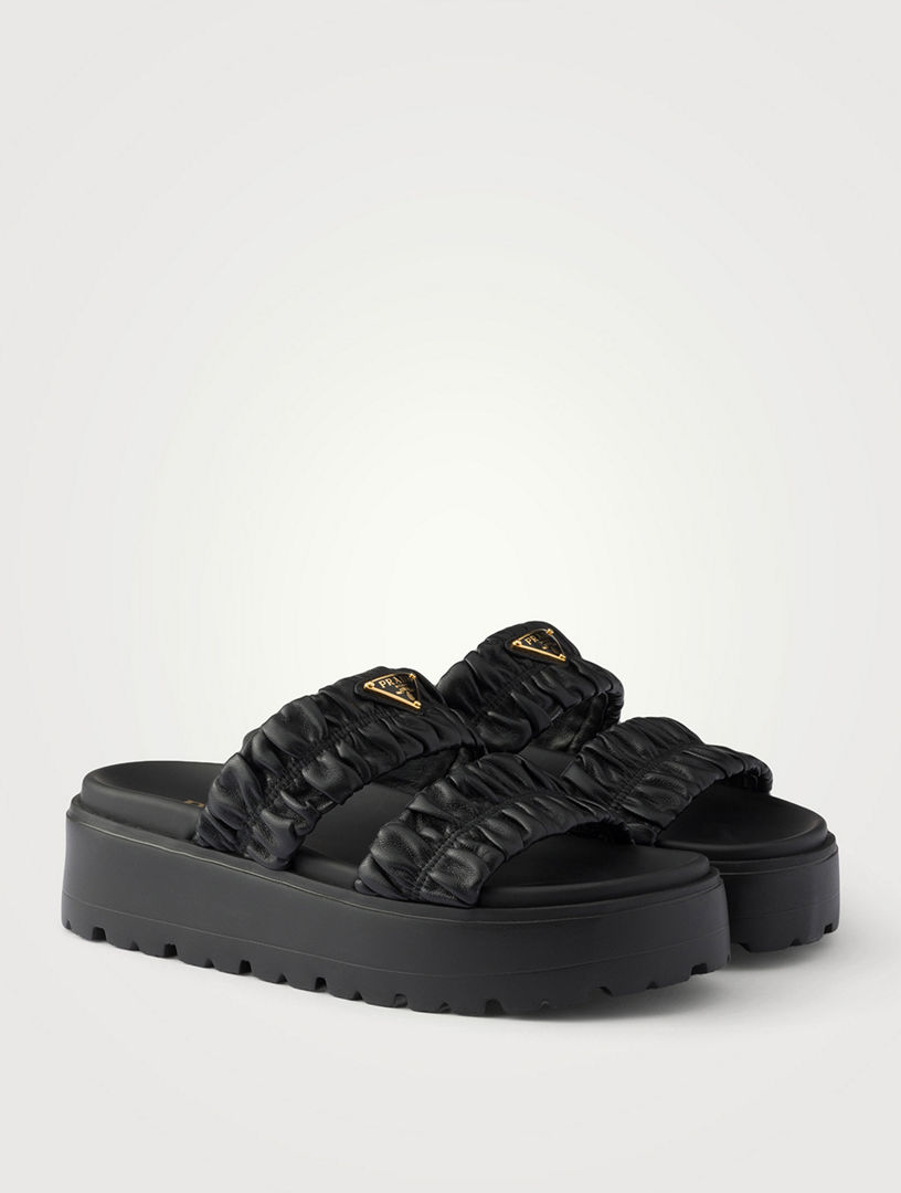 PRADA Matelassé Nappa Leather Flatform Slides | Holt Renfrew