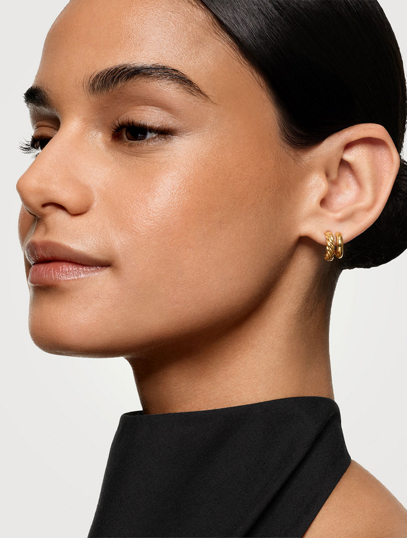 DAVID YURMAN Dy Mercer® Double Hoop Huggie Earrings In 18k Yellow