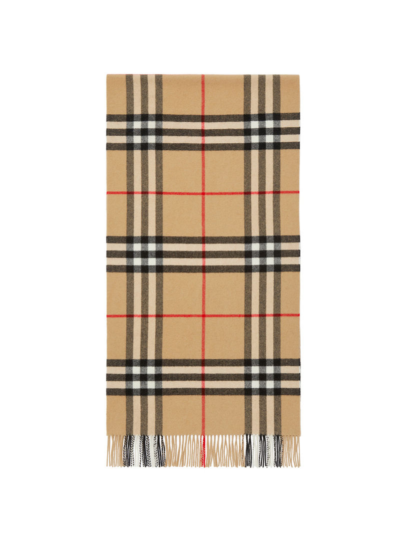 Wide Check Cashmere Scarf